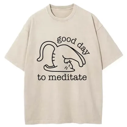 Tokyo-Tiger Cats Doing Yoga Washed T-Shirt