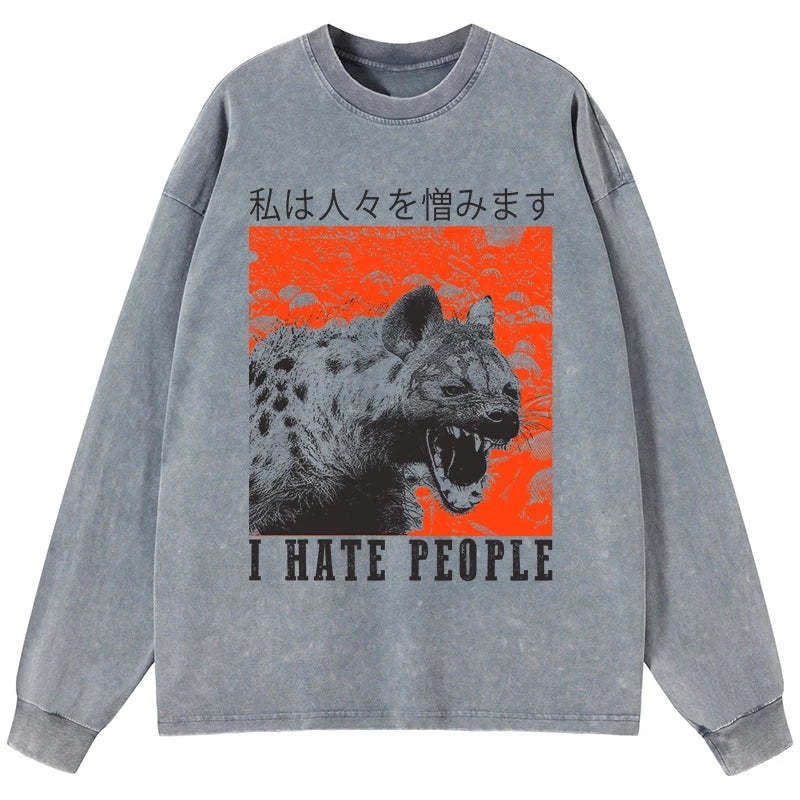 Tokyo-Tiger A Hyena That Hates Humans Washed Long Sleeve T-Shirt Sale