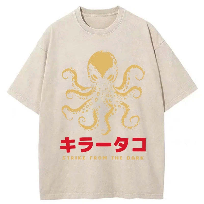 Tokyo-Tiger Japanese Killer Octopus Washed T-Shirt