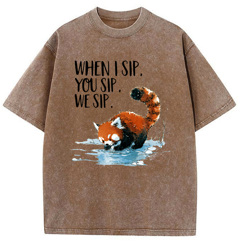 Tokyo-Tiger When I Sip Washed T-Shirt