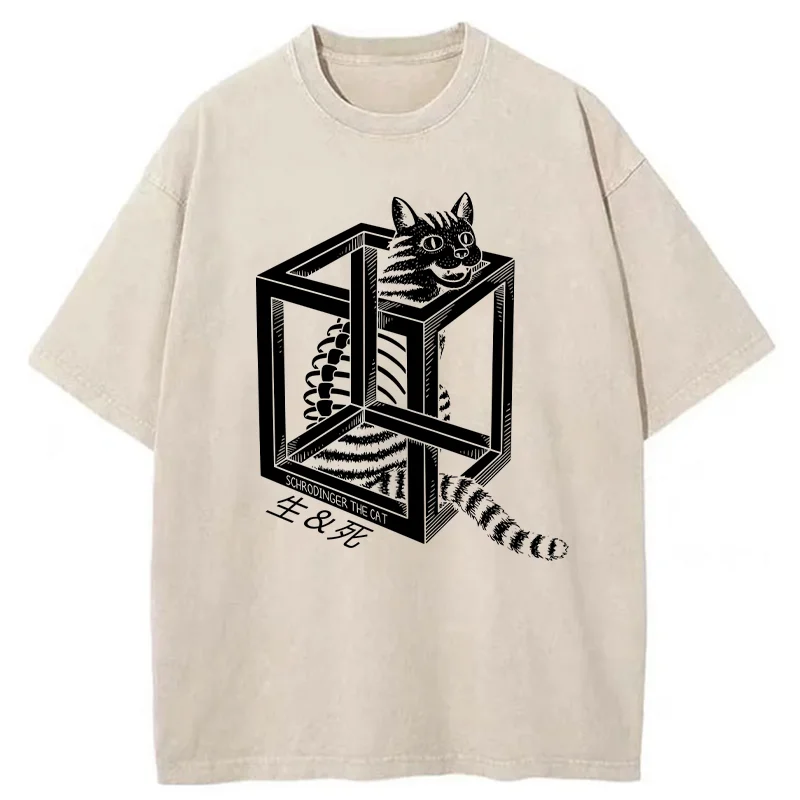 Tokyo-Tiger Schrodinger's Miserable Cat Washed T-Shirt