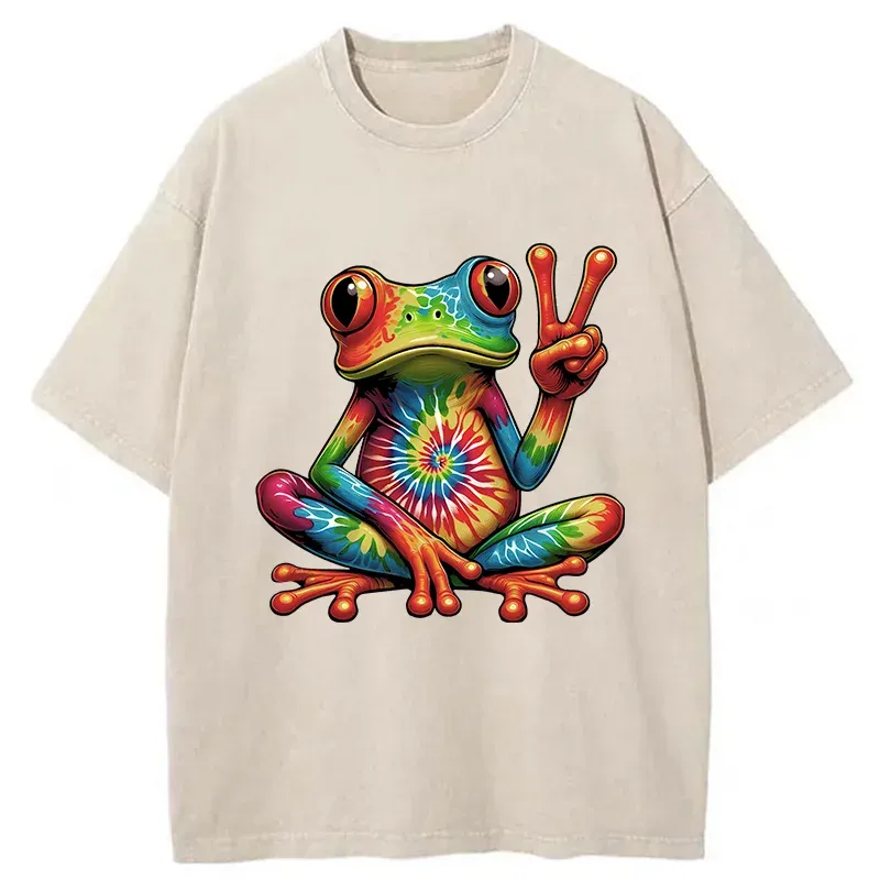 Tokyo-Tiger Psychedelic Frog Washed T-Shirt