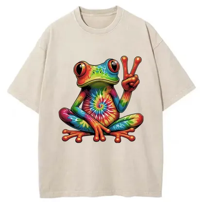 Tokyo-Tiger Psychedelic Frog Washed T-Shirt