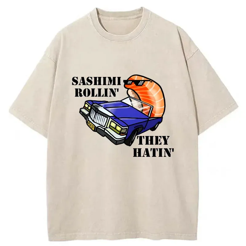Tokyo-Tiger Sushi Driving Washed T-Shirt