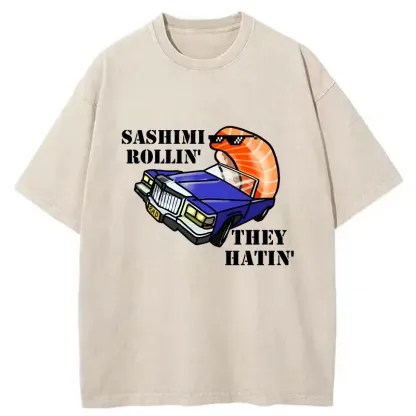 Tokyo-Tiger Sushi Driving Washed T-Shirt