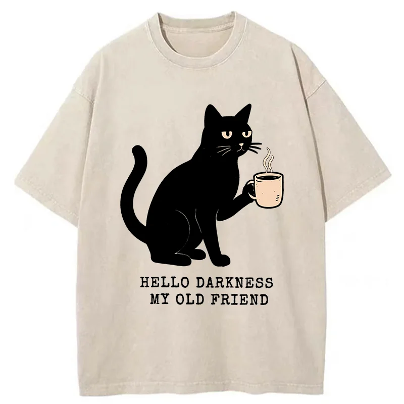 Tokyo-Tiger Hello Black Cat Washed T-Shirt