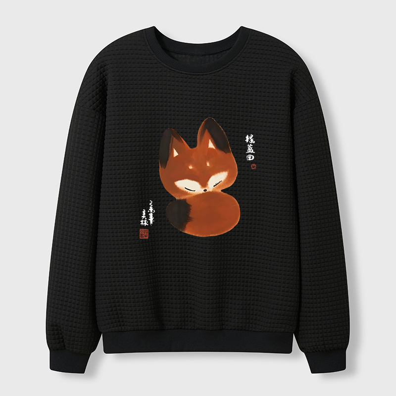 Tokyo-Tiger Cute Fox Waffle Sweatshirt