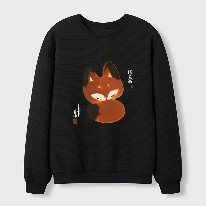 Tokyo-Tiger Cute Fox Waffle Sweatshirt