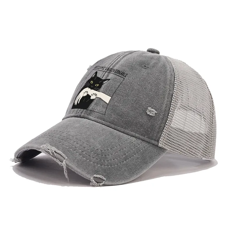 Tokyo-Tiger Black Cat Biting Trucker Cap