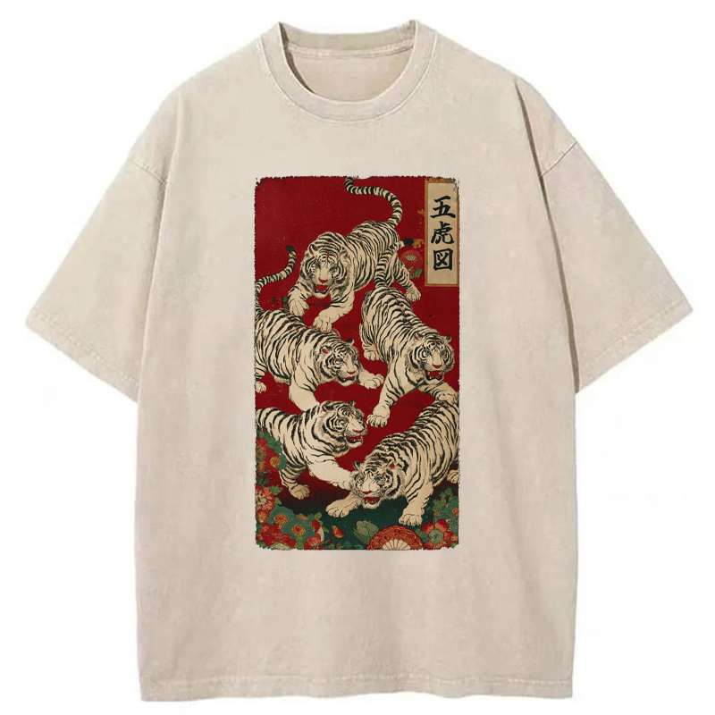 Tokyo-Tiger The Five Fierce Tigers Washed T-Shirt