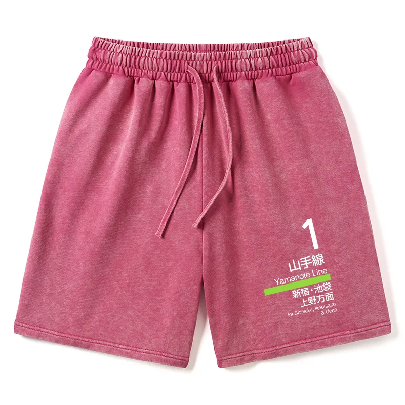 Tokyo-Tiger Tokyo Yamanote Line Platform Sign Washed Shorts