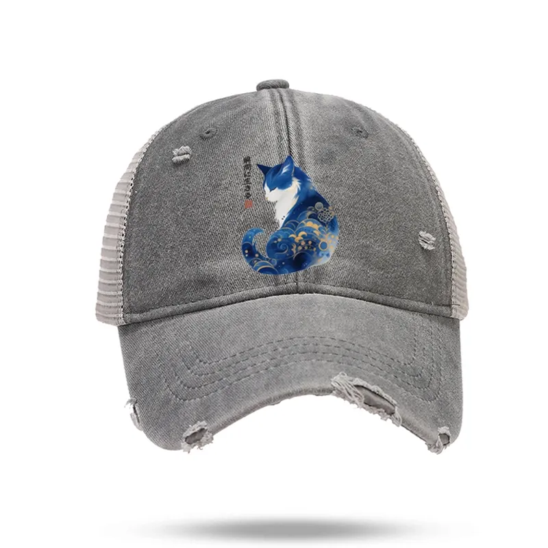 Tokyo-Tiger Retro Zen Cat: Living the Present Trucker Cap