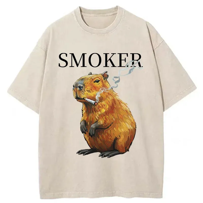 Tokyo-Tiger Obese Smokers Washed T-Shirt