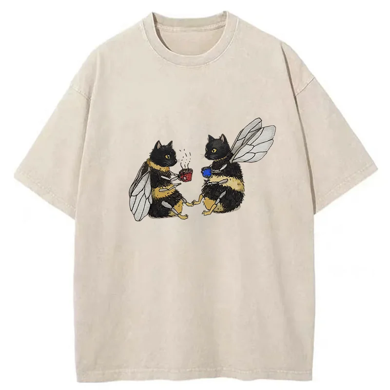 Tokyo-Tiger CatBees' Tea Party Washed T-Shirt