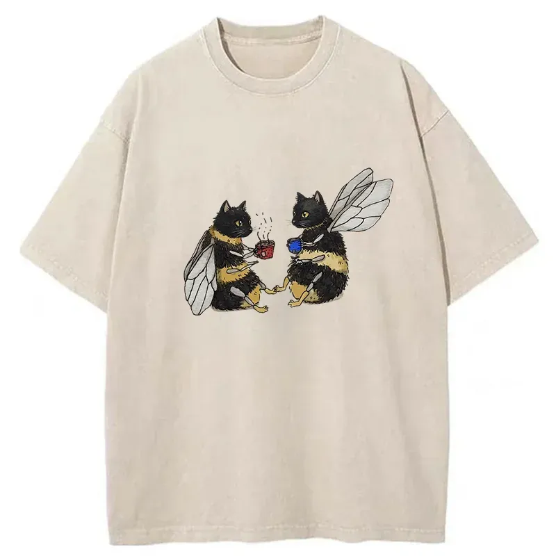 Tokyo-Tiger CatBees' Tea Party Washed T-Shirt Sale
