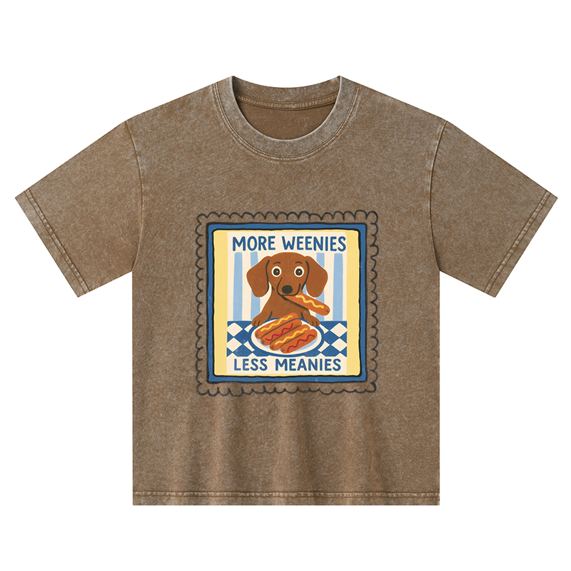 Tokyo-Tiger More Weenies Less Meanies Kids Washed T-Shirt