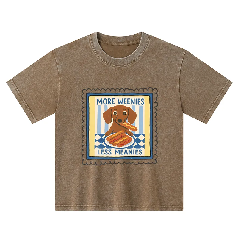 Tokyo-Tiger More Weenies Less Meanies Kids Washed T-Shirt