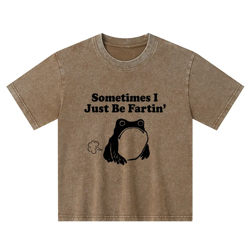 Tokyo-Tiger Farting Frog Japanese Kids Washed T-Shirt