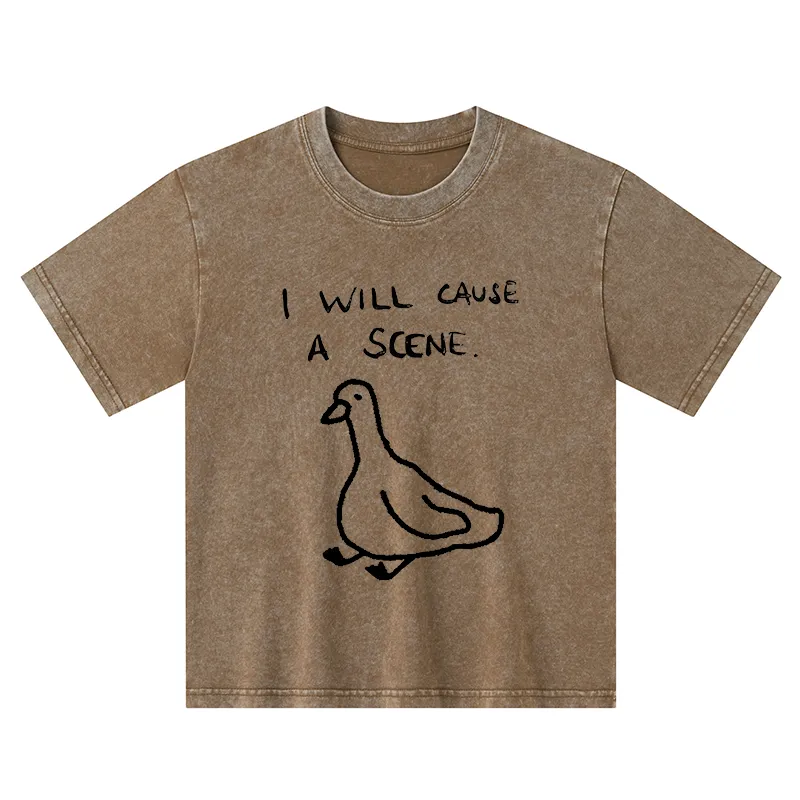 Tokyo-Tiger Stupid Goose Funny Japan Retro Kids Washed T-Shirt