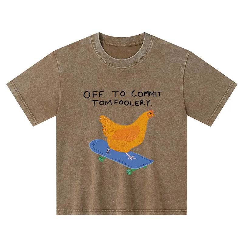 Tokyo-Tiger Chicken Was About To Do Something Bad Kids Washed T-Shirt