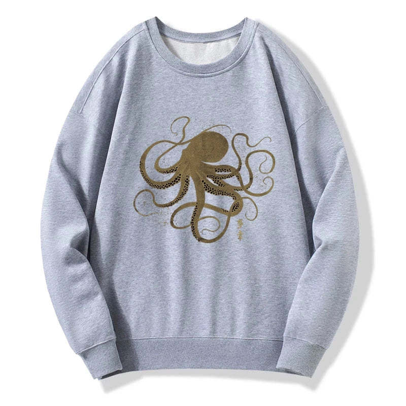 Tokyo-Tiger Octopus Japanese Gold Print Tattoo Sweatshirt