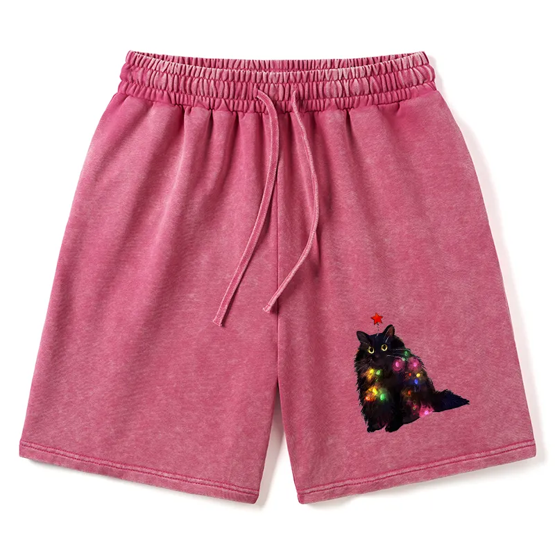 Tokyo-Tiger Christmas Lights Cat Washed Shorts