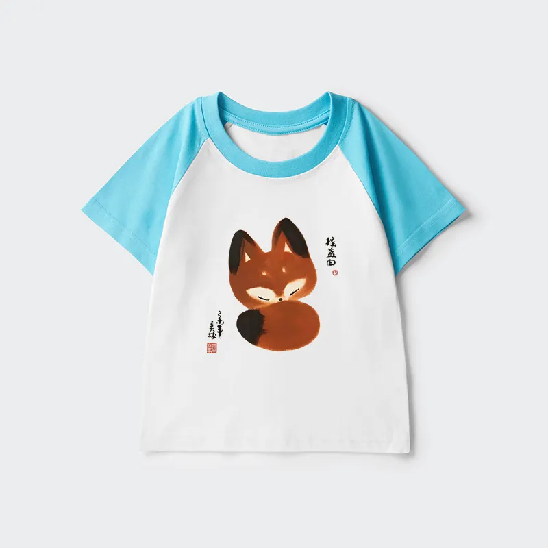 Tokyo-Tiger Cute Fox Kids Raglan T-shirt