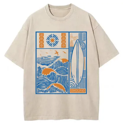 Tokyo-Tiger Minimalist Art Washed T-Shirt