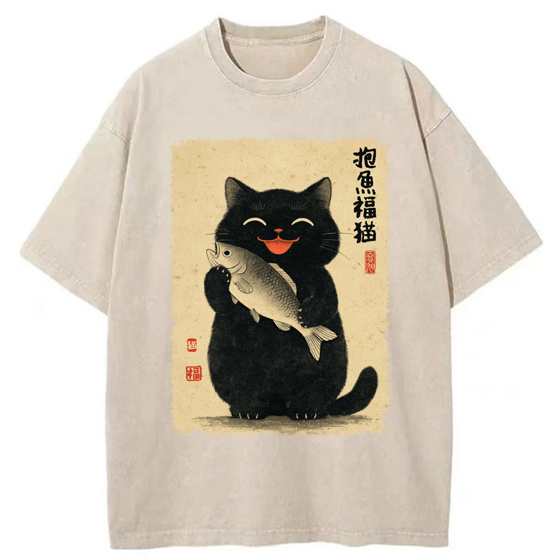 Tokyo-Tiger A Lucky Cat’s Catch Washed T-Shirt