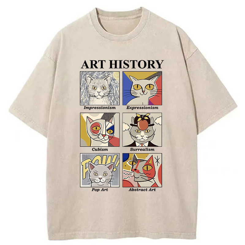 Tokyo-Tiger Art History About Cats Washed T-Shirt