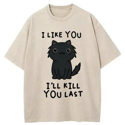 Tokyo-Tiger Black Cat Preparing For Assassination Washed T-Shirt