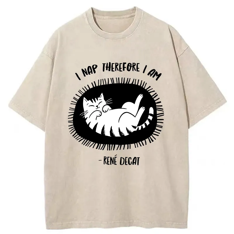 Tokyo-Tiger Cat Staying In Its Nest Washed T-Shirt