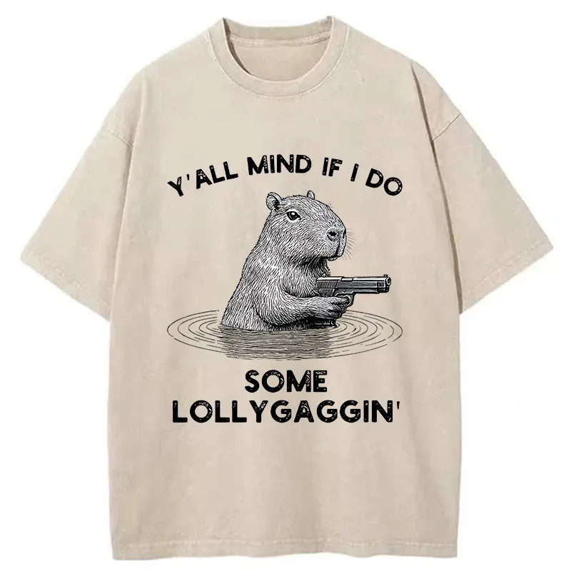 Tokyo-Tiger Capybara That Wants To Be Lazy Washed T-Shirt
