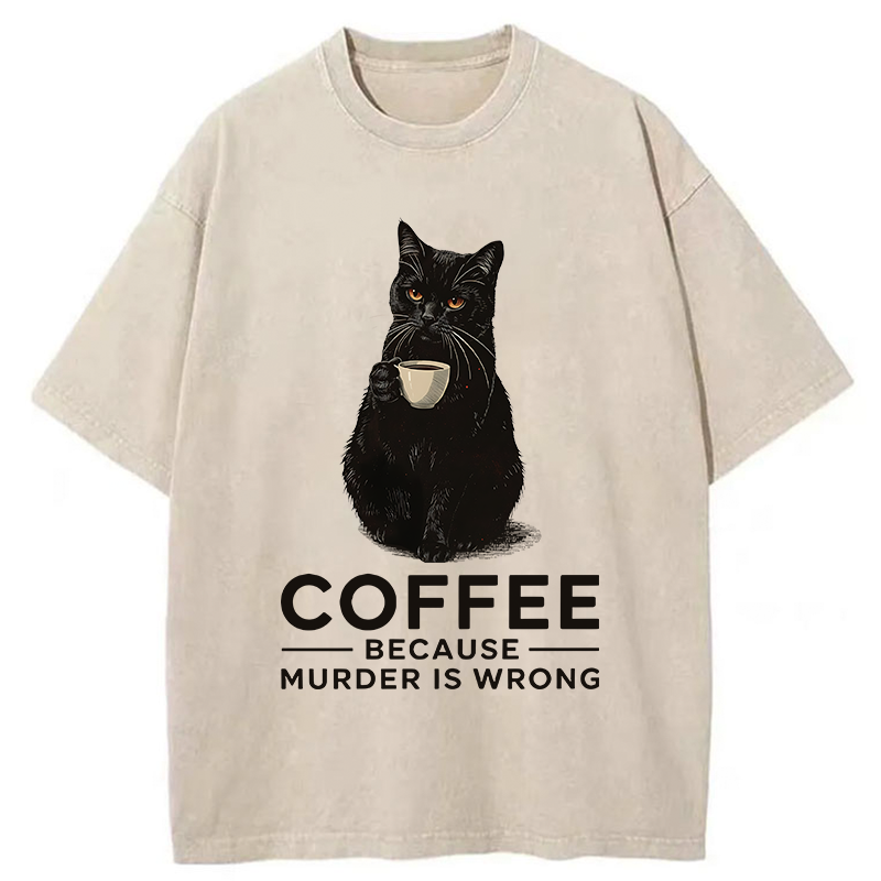 Tokyo-Tiger Can't Commit Murder So I'll Drink Coffee Washed T-Shirt