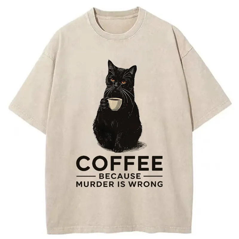 Tokyo-Tiger Can't Commit Murder So I'll Drink Coffee Washed T-Shirt Sale