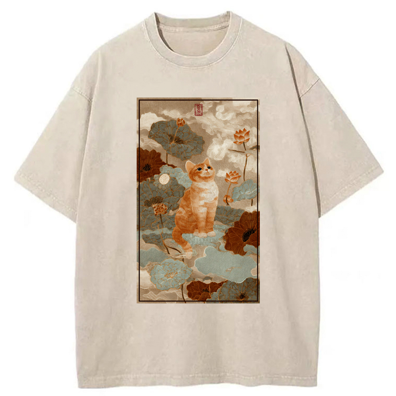 Tokyo-Tiger Lotus Pond Serenity Washed T-Shirt
