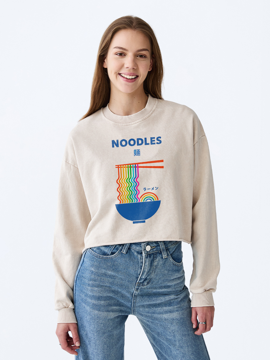Tokyo-Tiger Rainbow Ramen Washed Crop Sweatshirt