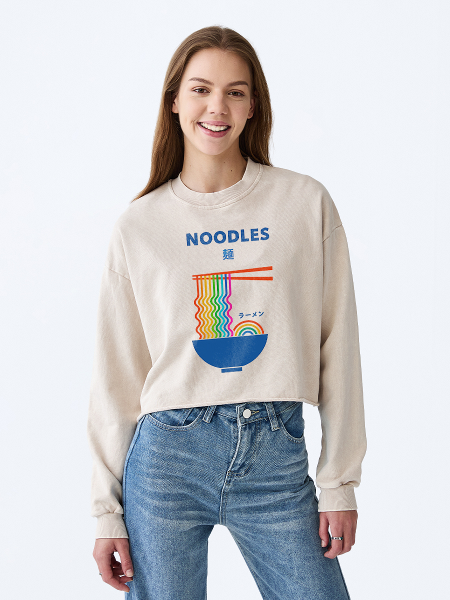 Tokyo-Tiger Rainbow Ramen Washed Crop Sweatshirt