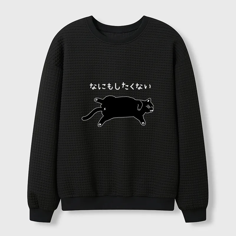 Tokyo-Tiger Cat That Doesn't Want To Do Anything Waffle Sweatshirt