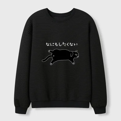 Tokyo-Tiger Cat That Doesn't Want To Do Anything Waffle Sweatshirt