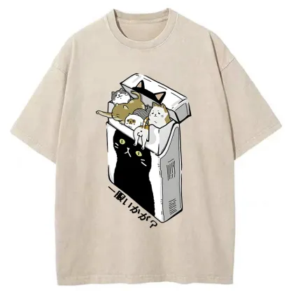 Tokyo-Tiger Have A Catgarette？ Washed T-Shirt