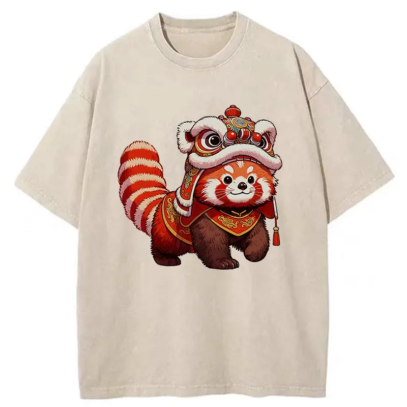 Tokyo-Tiger Raccoon Lion Dance Washed T-Shirt Sale