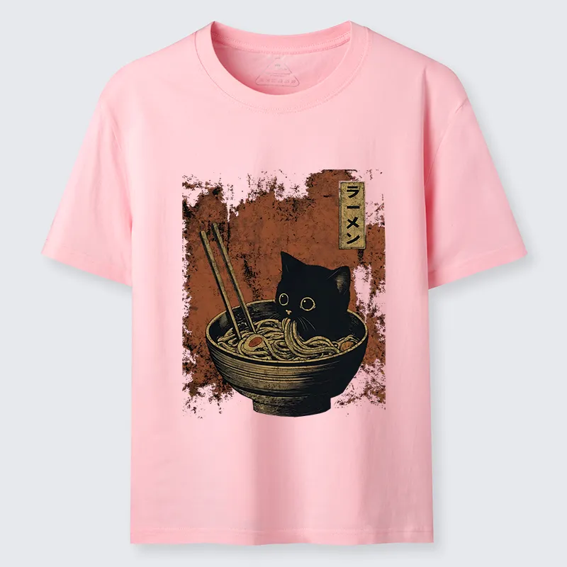 Tokyo-Tiger Retro Cat Eating Japan Ramen Classic T-Shirt