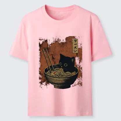 Tokyo-Tiger Retro Cat Eating Japan Ramen Classic T-Shirt
