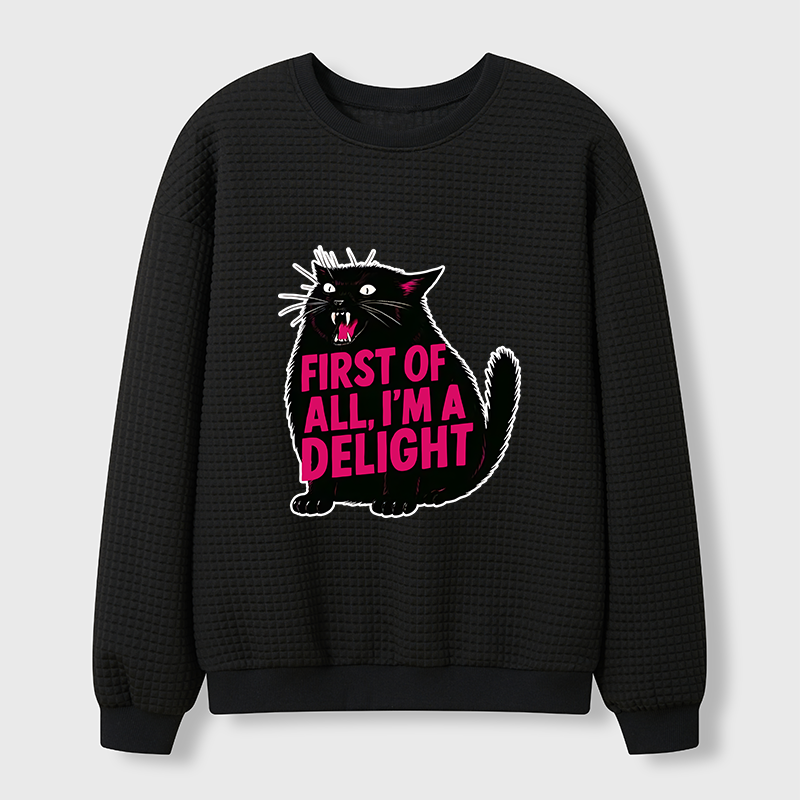 Tokyo-Tiger Roaring Black Cat Waffle Sweatshirt