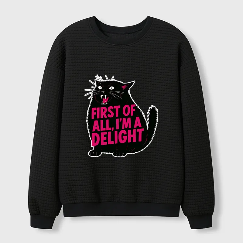 Tokyo-Tiger Roaring Black Cat Waffle Sweatshirt