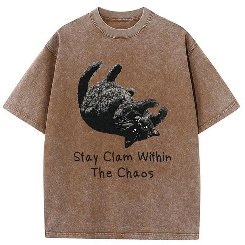 Tokyo-Tiger Stay Clam Within The Chaos Washed T-Shirt