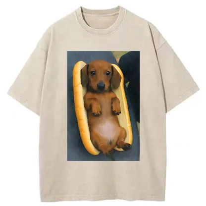 Tokyo-Tiger Dachshund Funny Washed T-Shirt