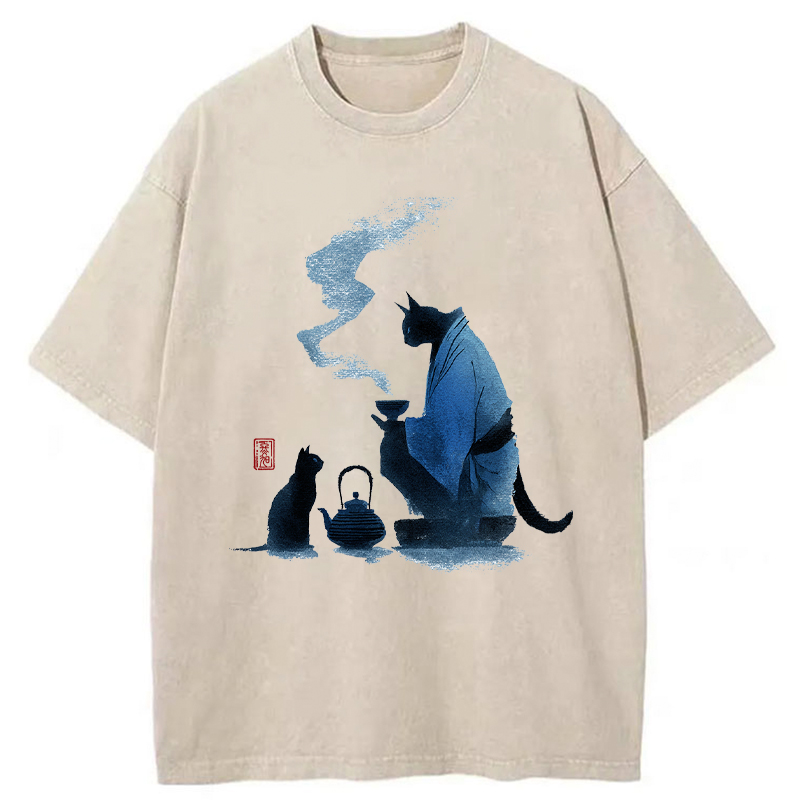 Tokyo-Tiger Midnight Tea Ceremony Washed T-Shirt