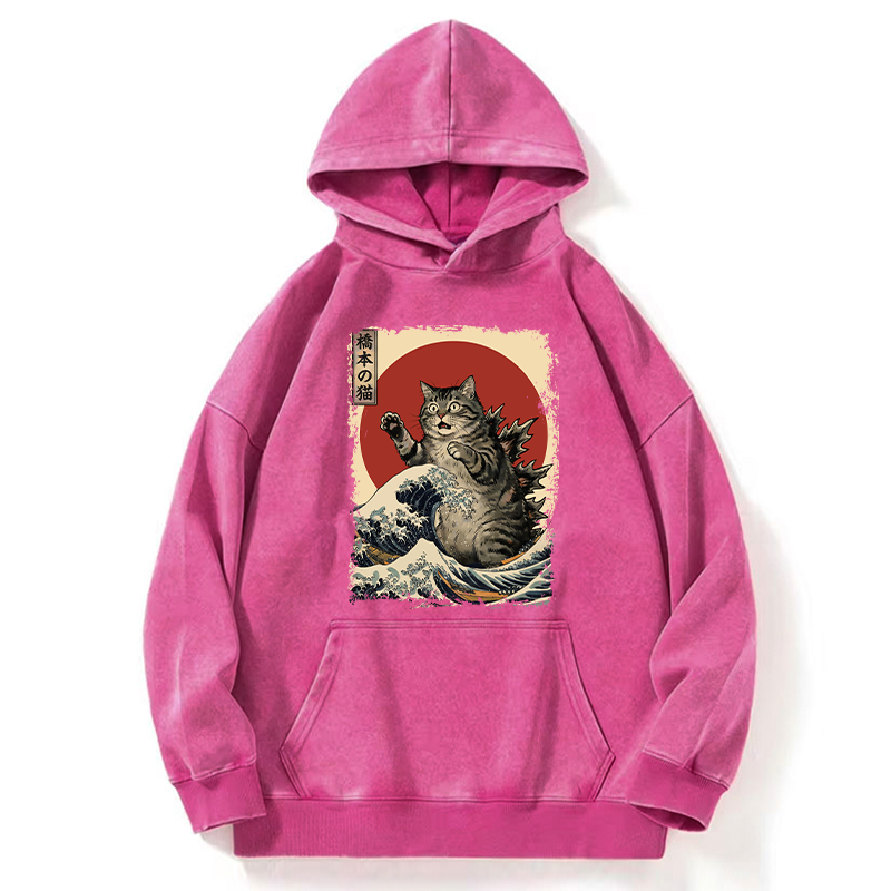 Tokyo-Tiger Catzilla Is Causing Destruction Washed Hoodie